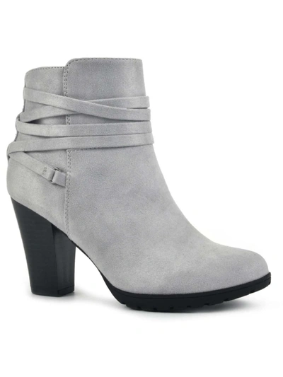White Mountain Spade Womens Strappy Almond Toe Ankle Boots In Grey