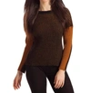French Kyss Maggie Two Tone Ribbed Sweater In Blackmustard In Brown