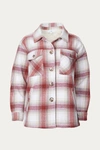 URBAN DAIZY CHECKED SHERPA-LINED SHACKET IN TERRACOTTA