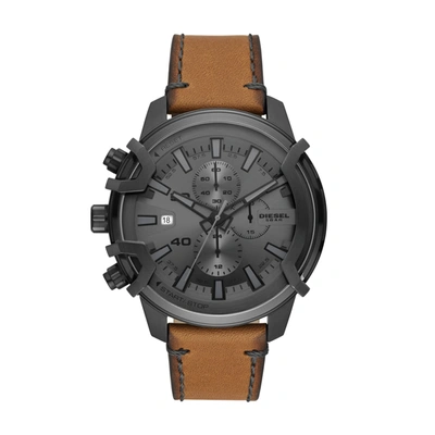 Diesel Men's Griffed Chronograph, Gunmetal-tone Stainless Steel Watch In Brown