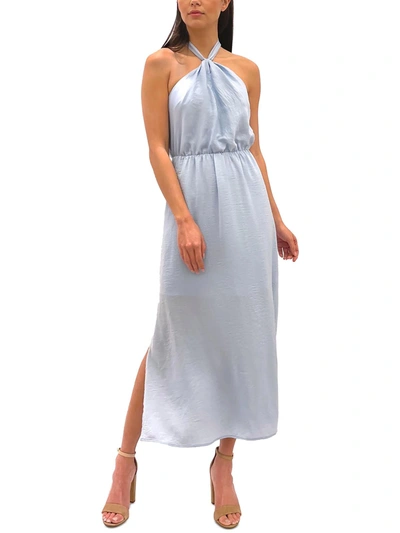 Sam Edelman Womens Satin Maxi Halter Dress In Blue