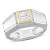 Mimi & Max 1 1/5ct Tw Moissanite Solitaire Men's Ring In 2-tone Sterling Silver With Yellow Gold Plating In Silver