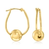Ross-simons 14kt Yellow Gold Bead Hoop Earrings In Gold