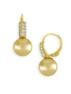 Majorica Champagne Faux Pearl and Crystal Drop Earrings