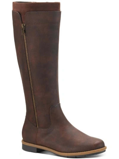 Style & Co Olliee Womens Faux Leather Wide Calf Knee-high Boots In Brown