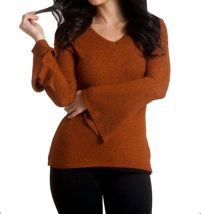 French Kyss Supersoft Bell Sleeve Top In Spice In Brown
