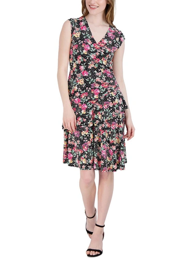 Signature By Robbie Bee Petites Womens Ruffle Floral Sundress In Multi