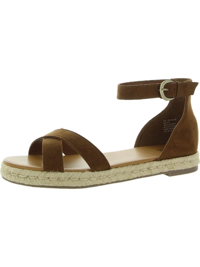 Ana Blaze Womens Suede Ankle Strap Espadrilles In Brown