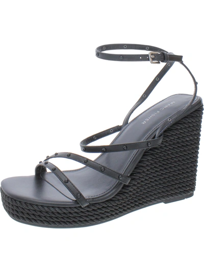 Marc Fisher Zig  Womens Faux Leather Studded Wedge Sandals In Grey