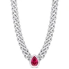 Mimi & Max 1 1/7 Ct Tgw Pear Created Ruby Curb Link Chain Necklace In Sterling Silver In Red