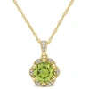 Mimi & Max 1 1/2ct Tgw Peridot And Diamond Accent Floral Pendant With Chain In 14k Yellow Gold In Green