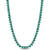 Mimi & Max 24 Ct Tgw Heart Shape Created Emerald Tennis Necklace In Sterling Silver In Green