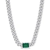 Mimi & Max 7/8 Ct Tgw Octagon Created Emerald Curb Link Chain Necklace In Sterling Silver In Green
