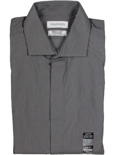 Calvin Klein Mens Slim Fit Printed Dress Shirt In Grey
