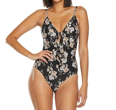 Seafolly Splendour Tie Front One Piece Swimsuit In Black In Multi