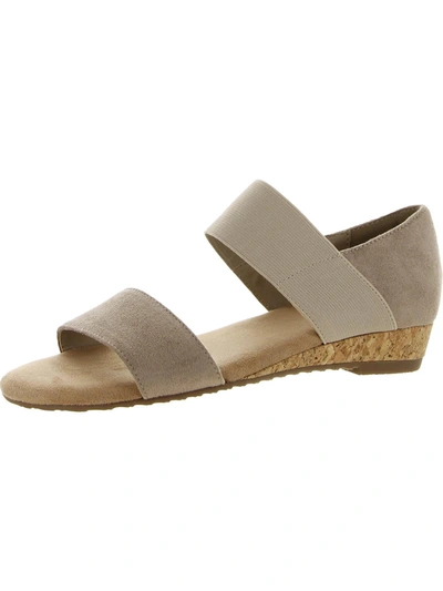 Naturalizer Womens Faux Suede Strappy Wedge Sandals In Beige