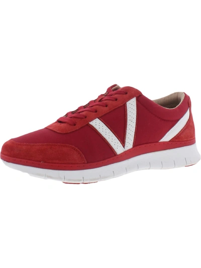 Vionic Ansel Mens Suede Lifestyle Casual And Fashion Sneakers In Red