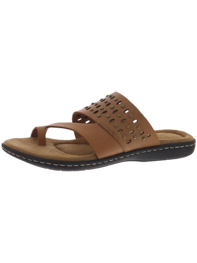 Array Catalina Womens Leather Studded Slide Sandals In Gold