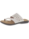 Array Catalina Womens Leather Studded Slide Sandals In White