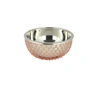 CLASSIC TOUCH DECOR SMALL NICKEL SALAD BOWL WITH COPPER WOVEN DESIGN