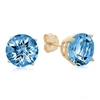 Max + Stone 10k Yellow Gold 8mm Round Checkerboard Cut Stud Earrings In Blue