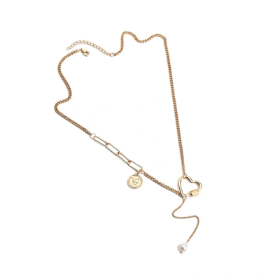 Sohi Gold Plated Love Shaped Necklace
