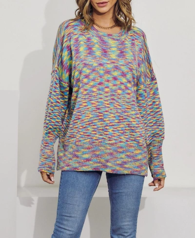 J.nna Space-dye Oversized Sweater In Blue Combo In Multi