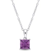 Mimi & Max 1ct Tgw Princess Cut Simulated Alexandrite Solitaire Classic Basket Setting Pendant With Chain In St In Purple