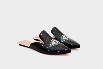 Butrich Shazam Mule Flat Sandal In Black In Multi