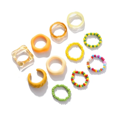 Sohi Set Of 11 Trendy Designer Rings In Gold