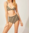 SOLID & STRIPED BRIGITTE BIKINI BOTTOM IN OLIVE/CREAM/BLACK STRIPE