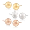 Ross-simons Tri-colored Gold Jewelry Set: 3 Pairs Of 6mm Ball Stud Earrings In Black