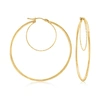 Ross-simons Italian 14kt Yellow Gold Textured And Polished Double-hoop Earrings In Gold