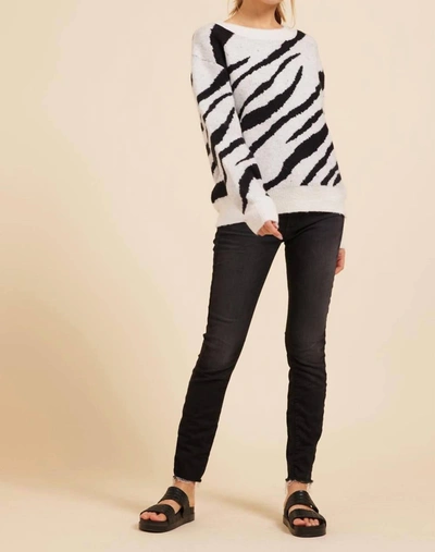 Moodie Zebra Print Sweater In Black And White
