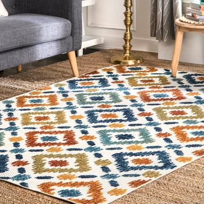 Nuloom Indoor/outdoor Transitional Labyrinth In Blue