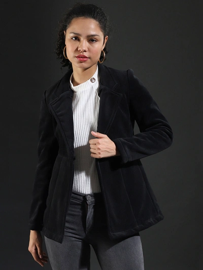 Campus Sutra Women Solid Stylish Casual Blazers In Black