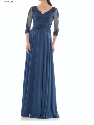 Colors Dress Evening Gown In Peacock Blue