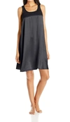 Pj Harlow Lindsay Satin And Rib Nightgown In Black In Black