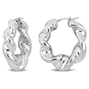 Mimi & Max 39 Mm Twisted Hoop Earrings In Sterling Silver In Silver