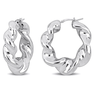 MIMI & MAX 39.5 MM TWISTED HOOP EARRINGS IN STERLING SILVER