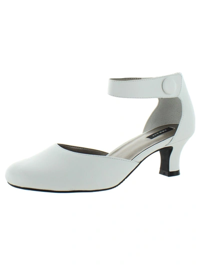 Array Lynley Womens Faux Leather Ankle Strap Dress Heels In White