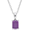 Mimi & Max 1 1/2ct Tgw Emerald Cut Simulated Alexandrite Solitaire Classic Basket Setting Pendant With Chain In In Purple