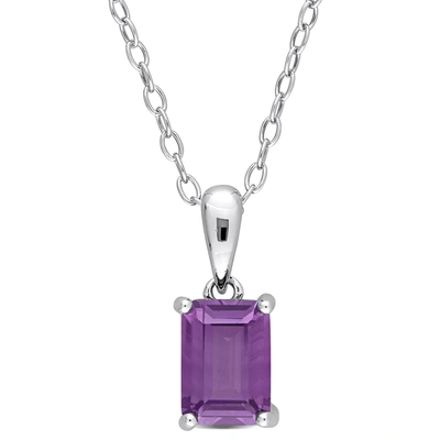 Mimi & Max 1 1/2ct Tgw Emerald Cut Simulated Alexandrite Solitaire Classic Basket Setting Pendant With Chain In In Purple