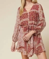 ENTRO PAISLEY PRINT DRESS IN MARSALA WINE