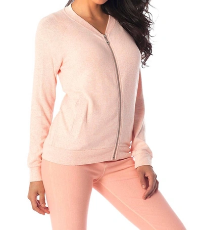 French Kyss Jamie Kashmira Bomber Jacket In Peach In Pink