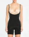 Spanx Oncore Open-bust Mid-thigh Bodysuit In Very Black