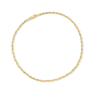 Canaria Fine Jewelry Canaria 2mm 10kt Yellow Gold Rope-chain Anklet