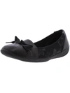 Eazies Daphne Womens Faux Leather Slip On Flats In Black
