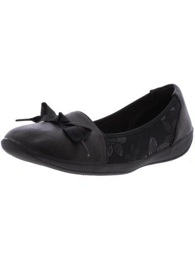 Eazies Daphne Womens Faux Leather Slip On Flats In Black