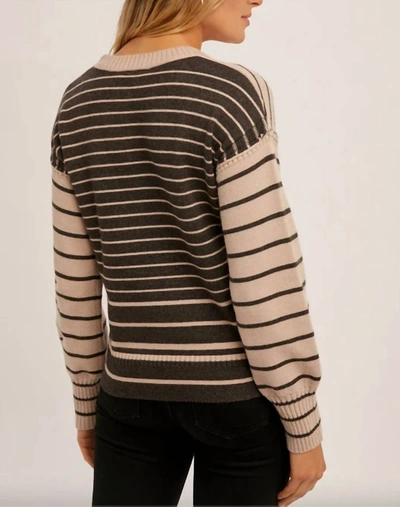 Hem & Thread Striped Short Sweater In Mauve/brown